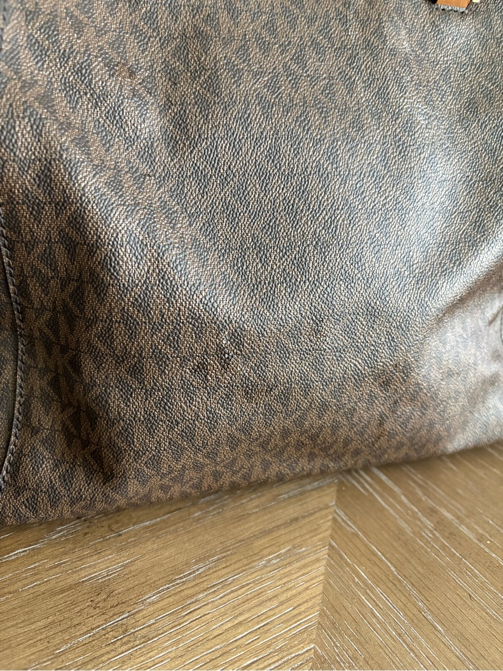 Michael Kors Brown MK Signature Satchel with Tan Handles - Picture 10 of 10